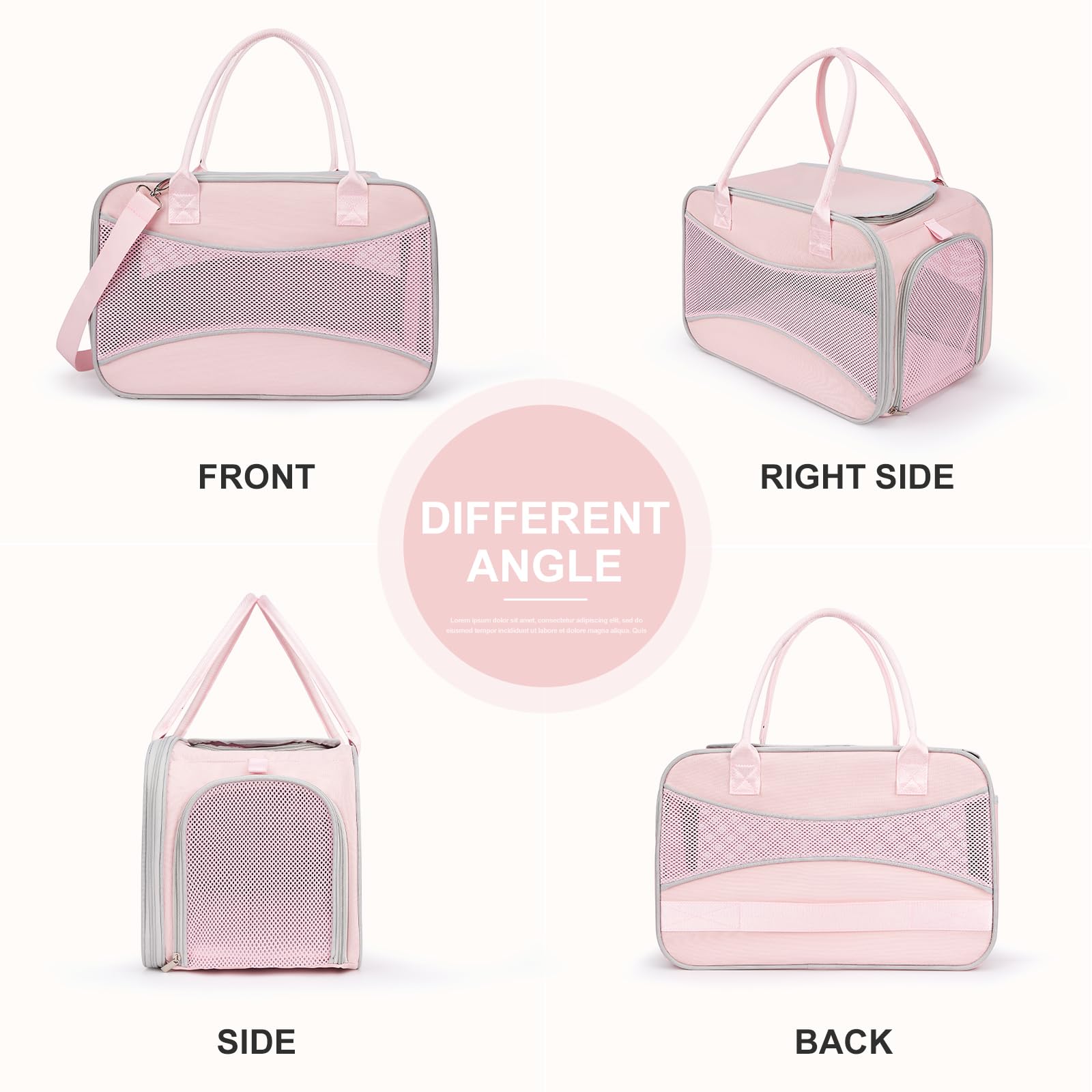 Transportador para gatos, bolsa portátil para mascotas, aprobado por aerolíneas, máximo 15 libras, transportador de gatos de lados suaves con diseño de marco exterior sólido, cuenco plegable,