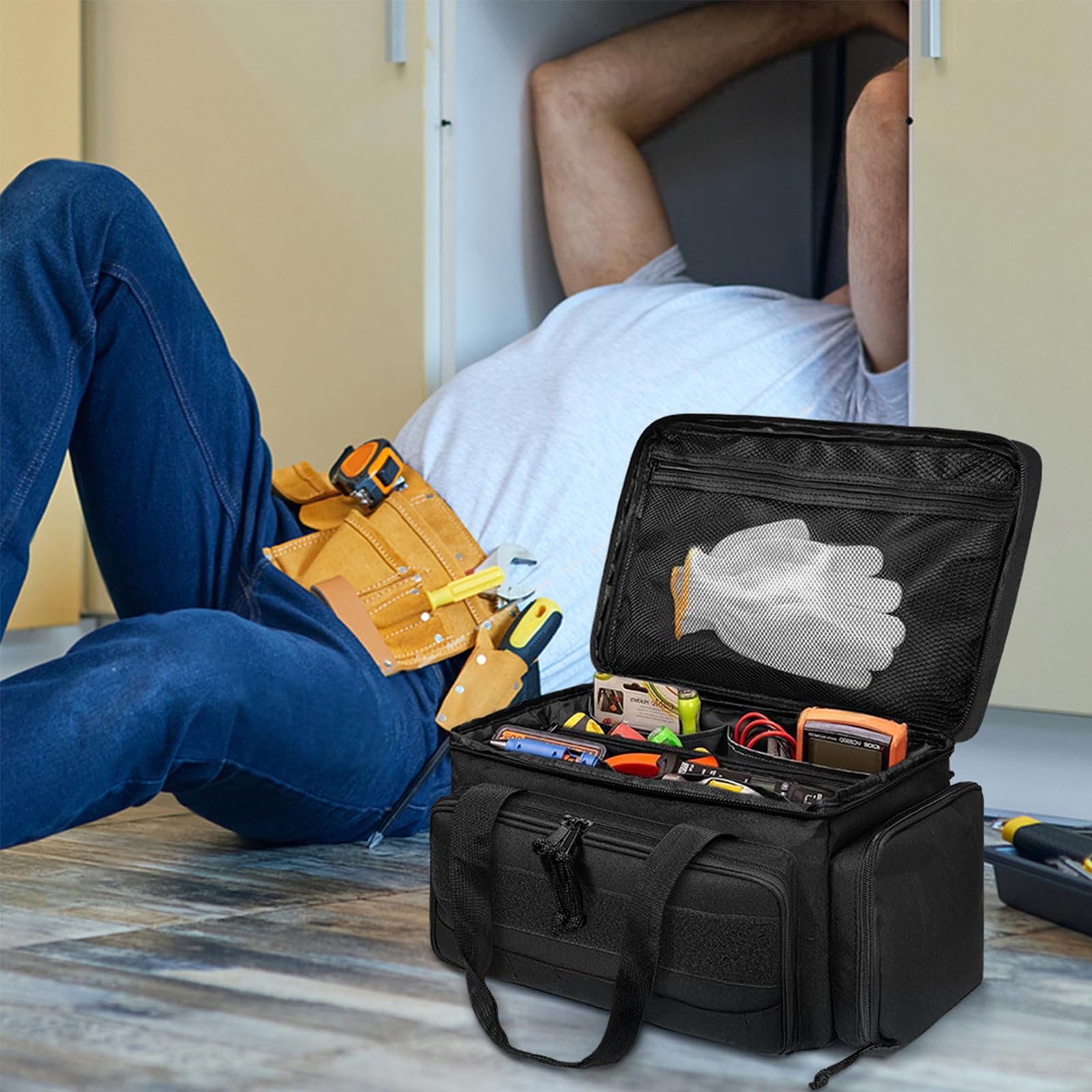 Sac à outils pour homme - Ouverture ouverte - Avec base renforcée
