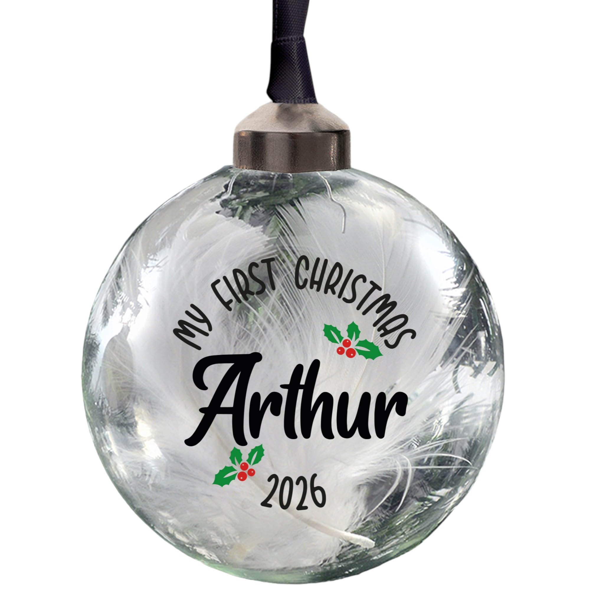Ellie Charles Personalised My First Christmas Baby Bauble, Round Glass