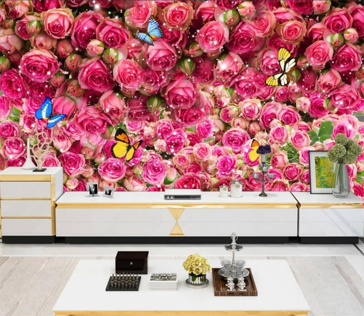 Papier peint photo 3D roses fantastiques mural pour salon 150x105cm