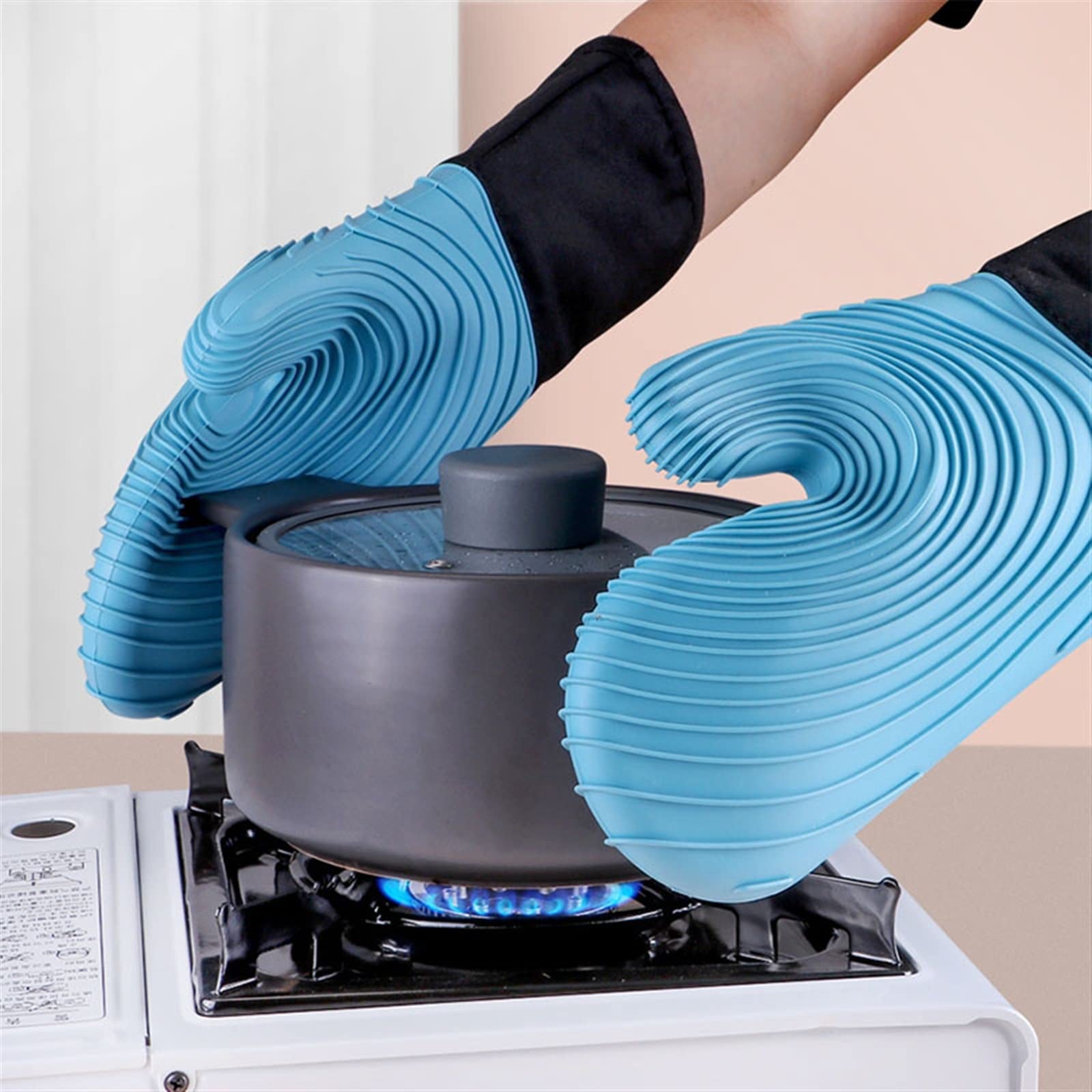 Gants de Cuisine en Silicone, Gants de Cuisine résistants à la Chaleur, Gants de Cuisson antidérapants for Micro-Ondes