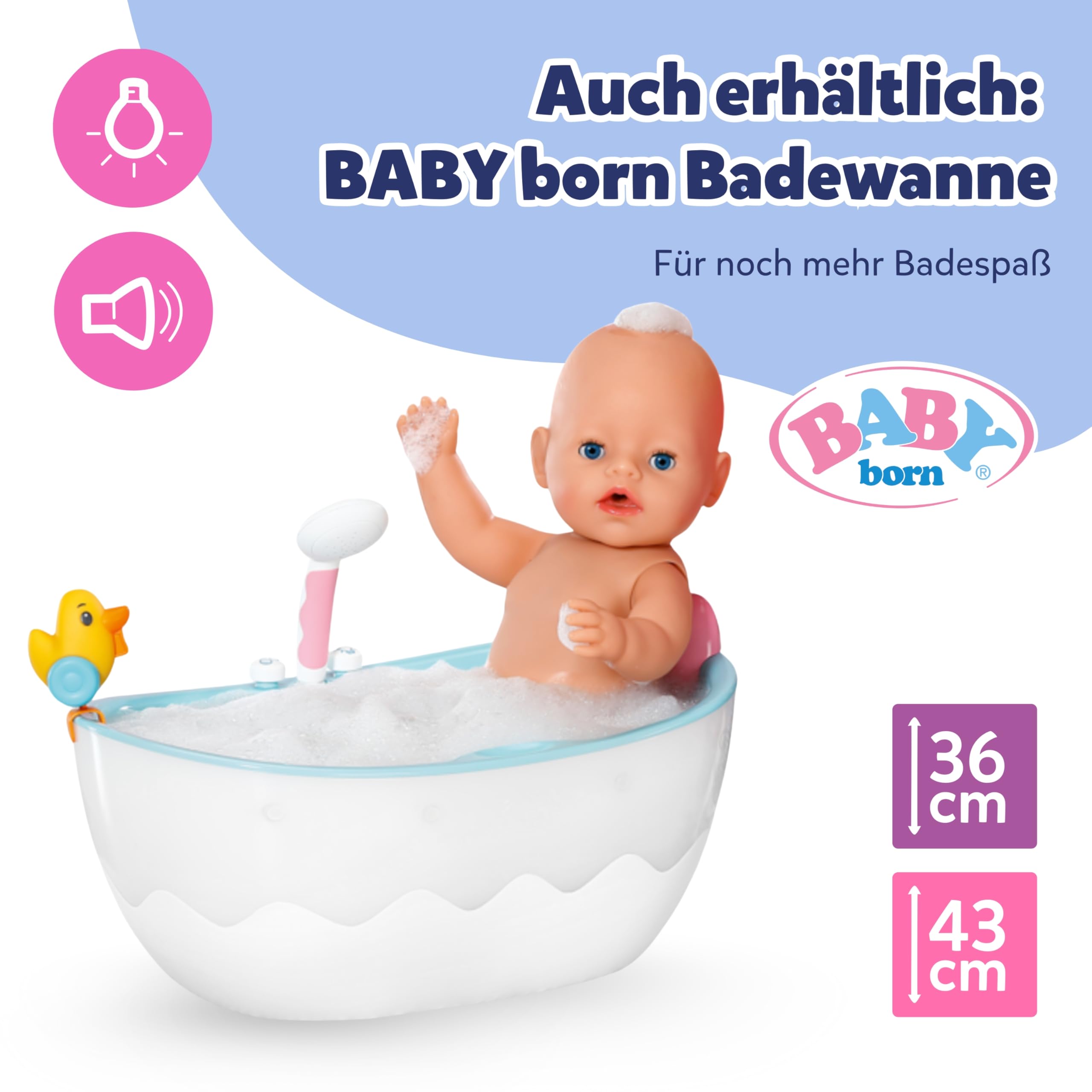 BABY Born Waschtisch - Interaktiver Puppenwaschtisch mit Licht- & Soundfunktion - Hochwertiges Puppenzubehör - Inkl. Zahnbürste, Zahnputzbecher, Seifenspender & Handtuch