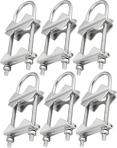 FINESUN Abrazadera de mástil de doble antena en V con pernos en U, 6 piezas de mástil resistente a mástil kit de soporte de montaje adaptador