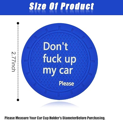 Miniatura 2 de Portavasos para automóvil, antideslizante, para automóvil, con diseño divertido y decorativo  Don't Fuck up My Car Please, adecuado para la mayoría