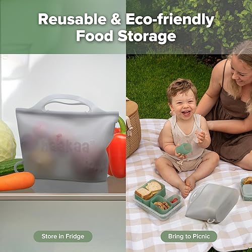 Miniatura 7 de Haakaa Portátiles - Bolsas esterilizadoras de vapor de silicona para microondas, para viajes, bolsas de vapor reutilizables de silicona de Gris, 2