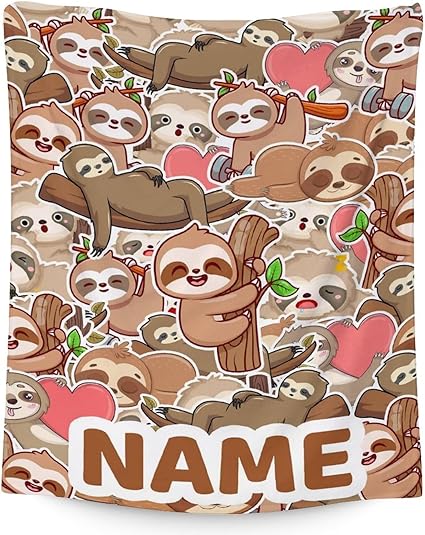 Mercuryelf Custom Sloth Throw Blanket - Soft, Fuzzy & Warm - 30x40 Inches Small Blankets for Lap, Crib - Brown Novelty Throws Gift for Sloth Lovers