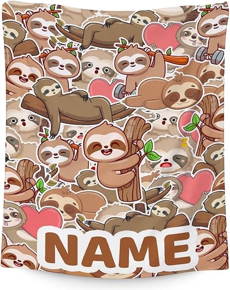 Mercuryelf Custom Sloth Throw Blanket - Soft, Fuzzy & Warm - 30x40 Inches Small Blankets for Lap, Crib - Brown Novelty Throws Gift for Sloth Lovers