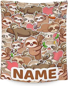 Mercuryelf Custom Sloth Throw Blanket - Soft, Fuzzy & Warm - 30x40 Inches Small Blankets for Lap, Crib - Brown Novelty Throws Gift for Sloth Lovers