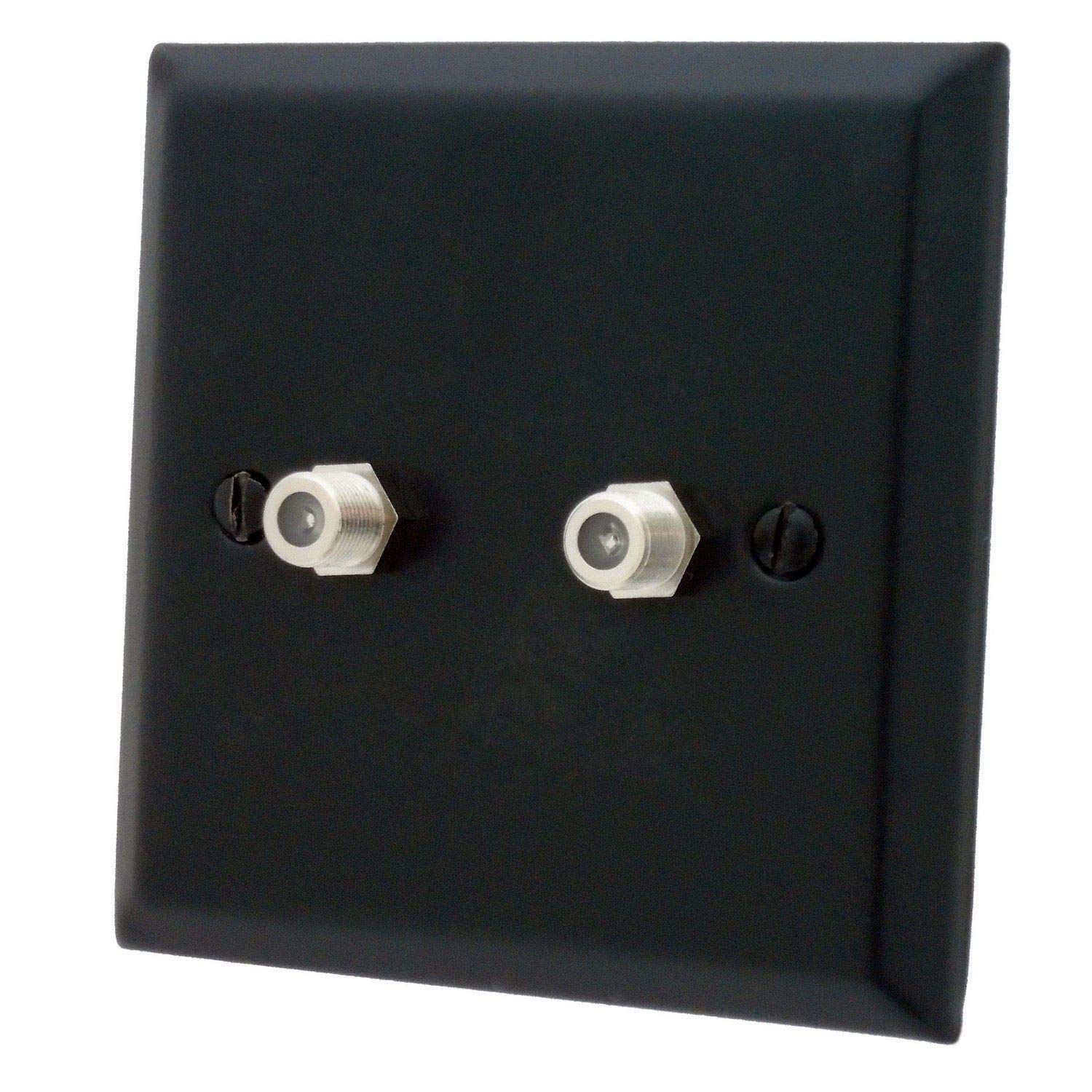G&H Brassware Black G&H Sfb237 Spectrum Plate Matt 2 Gang Satellite Socket Point