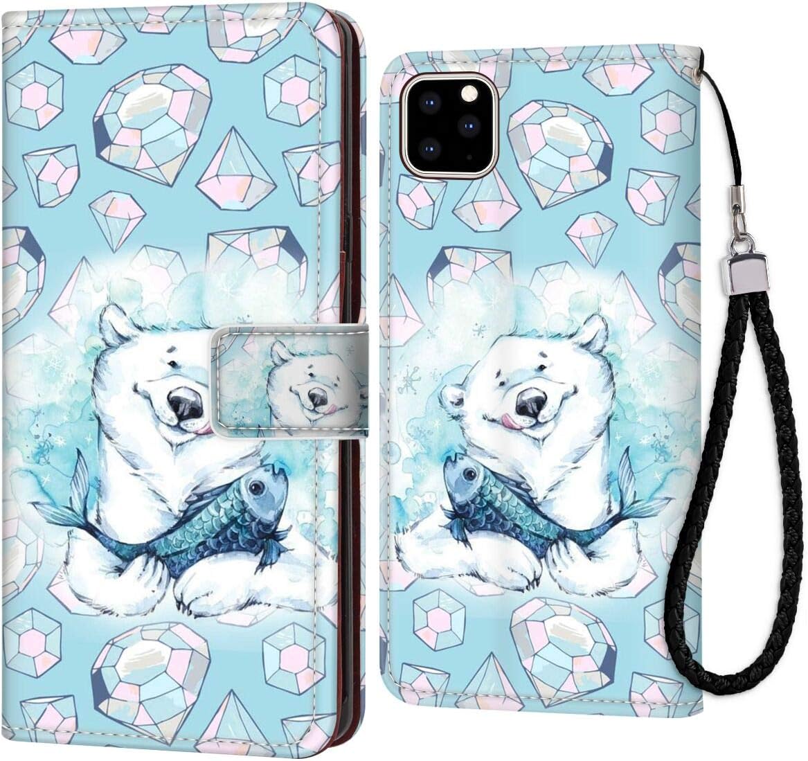 Happy Polar Bear Phone Wallet Case for iPhone 11 Pro Max (2019) (6.5 Version) Nice