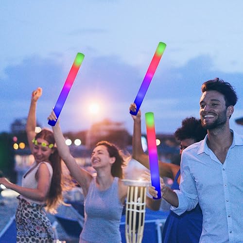 Miniatura 9 de LifBetter 112 varillas de espuma brillante, varillas de brillo LED, 3 modos de parpadeo colorido, varillas de espuma que brillan en la oscuridad,
