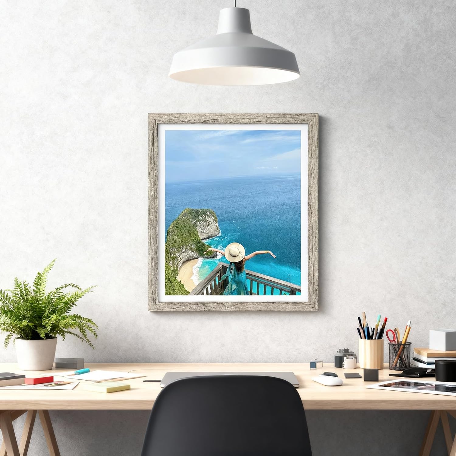 12x16 Picture Frame Set of 3, Photo Frame Display 9x12 Pictures with Mat or 12x16 without Mat, Hang on the Wall, Gray