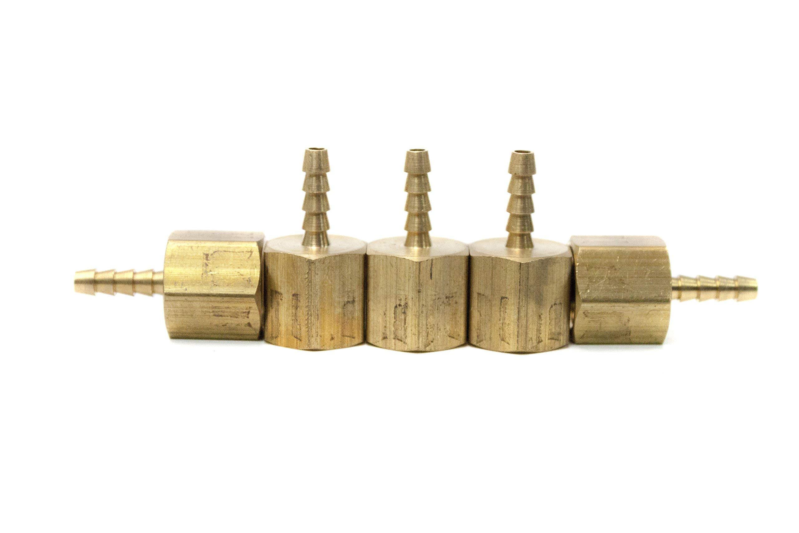 5 Raccordi A Barra In Ottone – Adattatore Da 1/4 NPT Femmina A Tubo Da 1/8 ID
