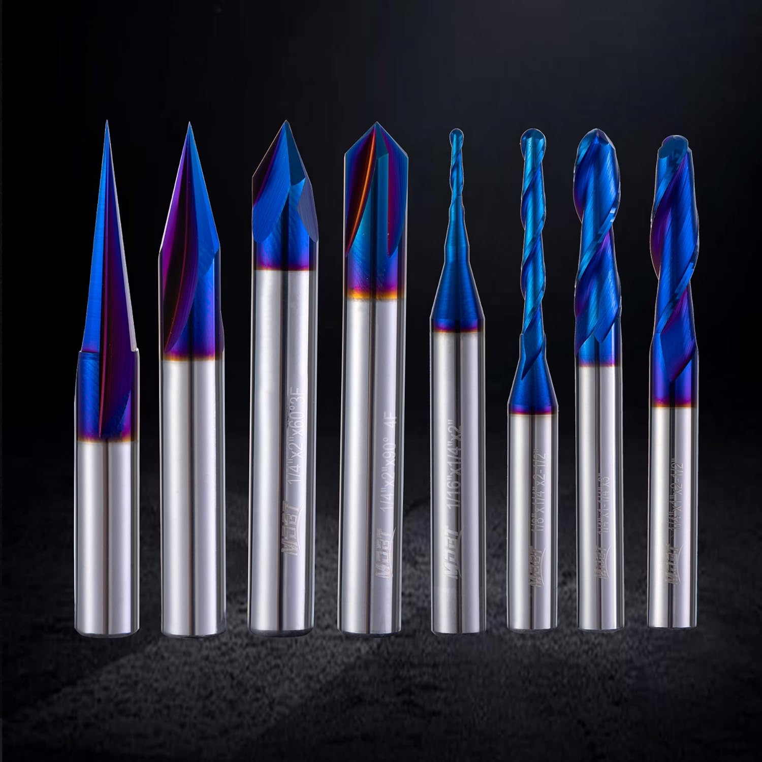Carbide Ball Nose Up Cut Router Bit,1/16" Dia.1/4" CL Ball Nose CNC Router Bits 1/4 Inch Shank,2" OVL.Spiral End Mill for Wood, Aluminum, Engraving