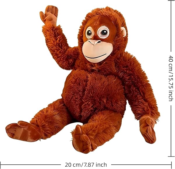 Punch Monkey Plush – 40cm Large Orangutan Soft Toy, Eco-Friendly & Washable, Realistic Cuddly Monkey Plush for Kids, Safe & Soft - 3