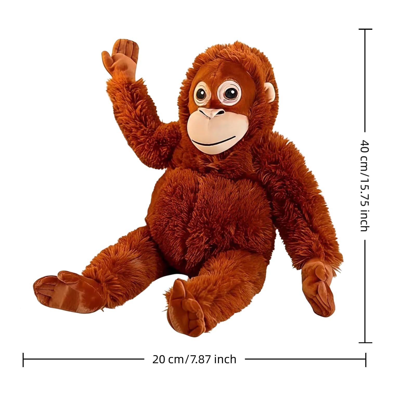 Punch Monkey Plush – 40cm Large Orangutan Soft Toy, Eco-Friendly & Washable, Realistic Cuddly Monkey Plush for Kids, Safe & Soft — view 3