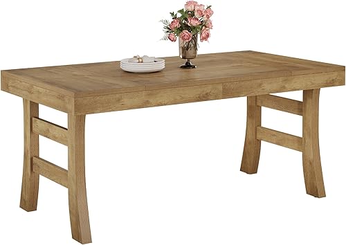 Miniatura 9 de Tribesigns Mesa de comedor de 63 pulgadas para 4-6 personas, mesa rectangular grande de cocina con patas resistentes para cocina del hogar, comedor,