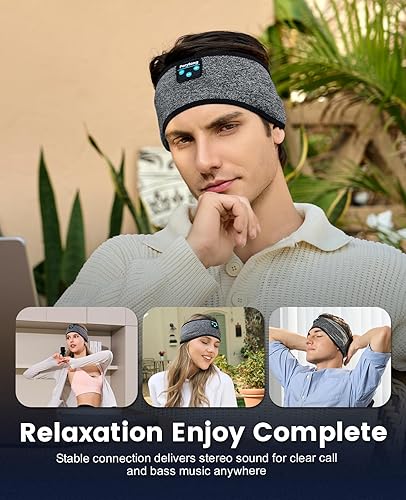 Miniatura 5 de Diadema con auriculares para dormir, auriculares suaves para dormir, diadema Bluetooth sobre la oreja, regalos para mujeres, hombres, Día de la