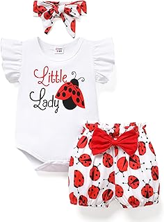 PATPAT Conjunto de Ropa para Bebé Niña: 3 Piezas Ropa Infantil Animados Manga Larga Volantes + Pantalones con Lazo y Diade...