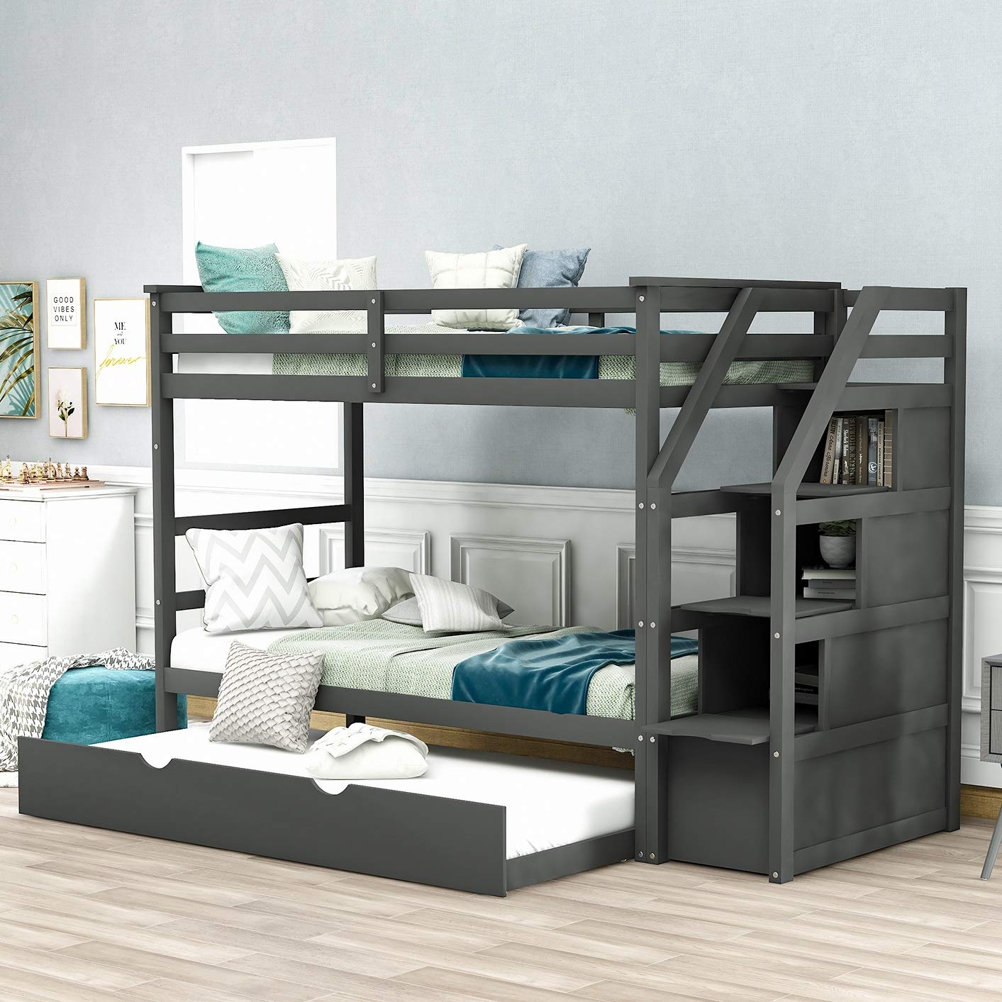Buy Merax Solid Wood Bunk Bed Frame No Box Spring Needed with
