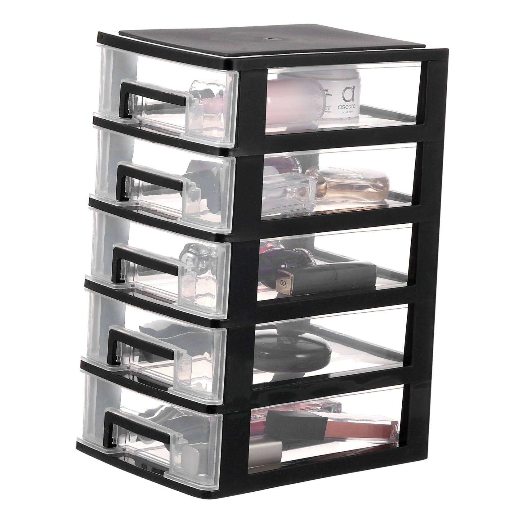 INOOMP Cassettiera da Tavolo con Cassetti, Organizer in Plastica Trasparente per Cosmetici e Piccoli Accessori, Grande Capacità per Scrivania e Armadio