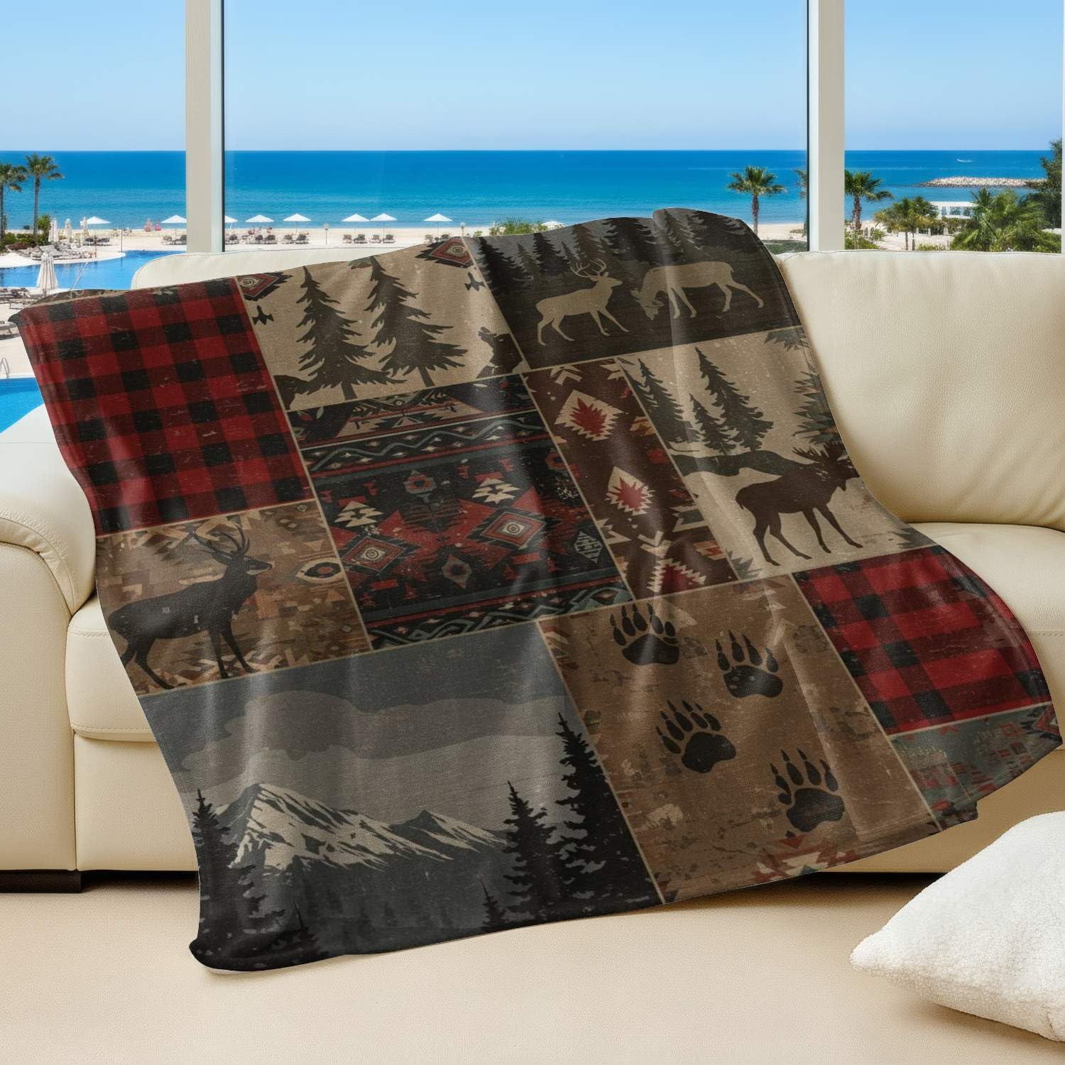 Couverture flanelle carreaux pour camping et voyage sous les étoiles