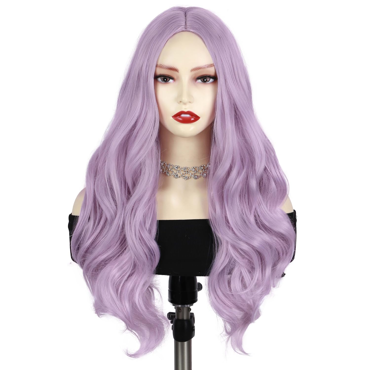 Quantum Love Long Curly Wig for Women Long Wavy Light purple Wigs 28 Inch Natural Looking Purple Synthetic Fashion Color Hair for Cosplay Halloween Daily Party Use