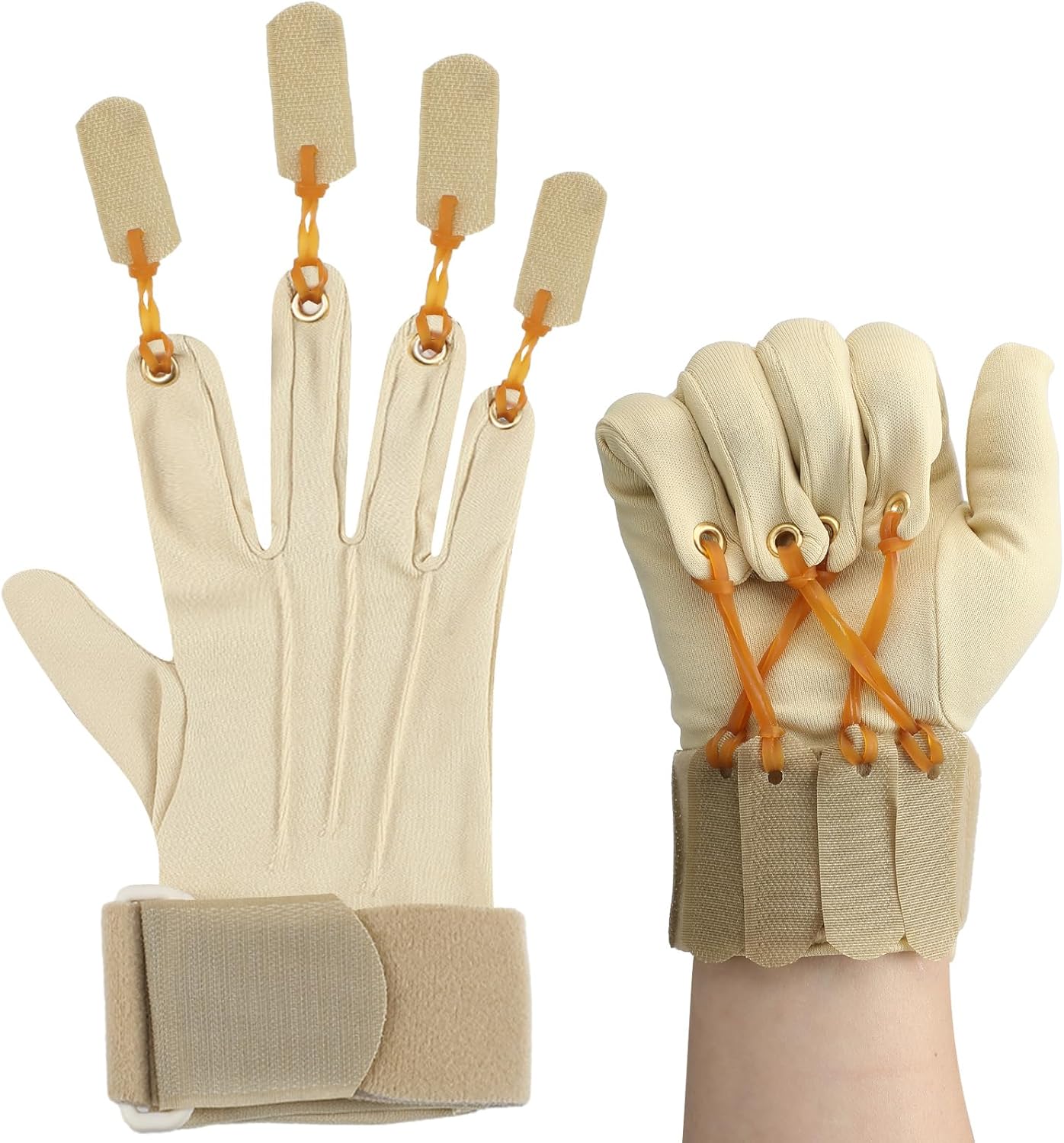 Cuffbow Deluxe Traction Exercise Glove Finger Flexion Exercise Glove for Handed Rehabilitation Increasing Strength Flexion of Joints and Fingers, Hand Exerciser, Small/Medium(Right)