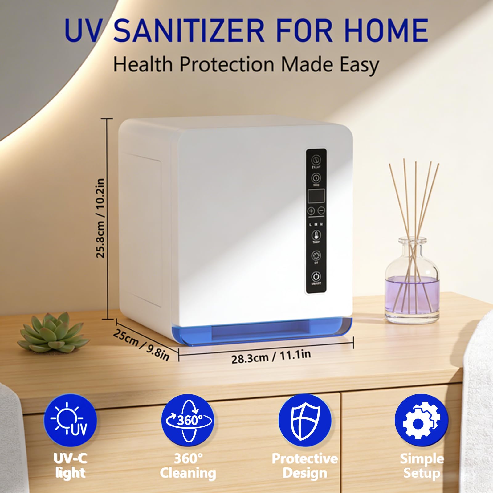 TopDirect Handtuchwärmer Kosmetik 8L mit UV-Licht & LED Display, Towel Warmer mit 3 Temperaturstufen bis 75°C, Kompakter Handtuchwärmer für Spa, Salon, Massage & Zuhause