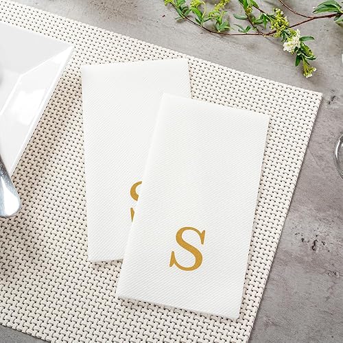 Miniatura 136 de Luxenap - Toallas de invitados de 15.8 x 7.9 pulgadas, 50 toallas de mano con letras plateadas, letra "P", fuente Sans Serif, servilletas de papel
