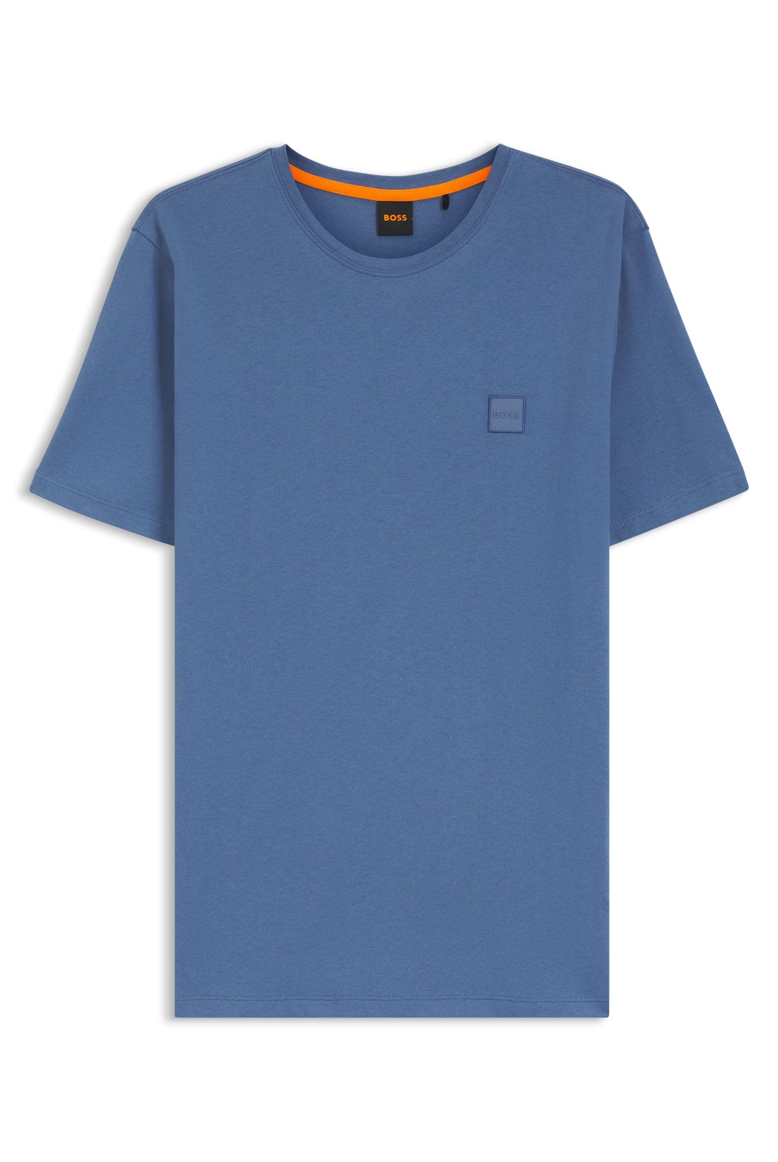 BOSS Mens Tales Logo-Patch T-Shirt in Cotton Jersey