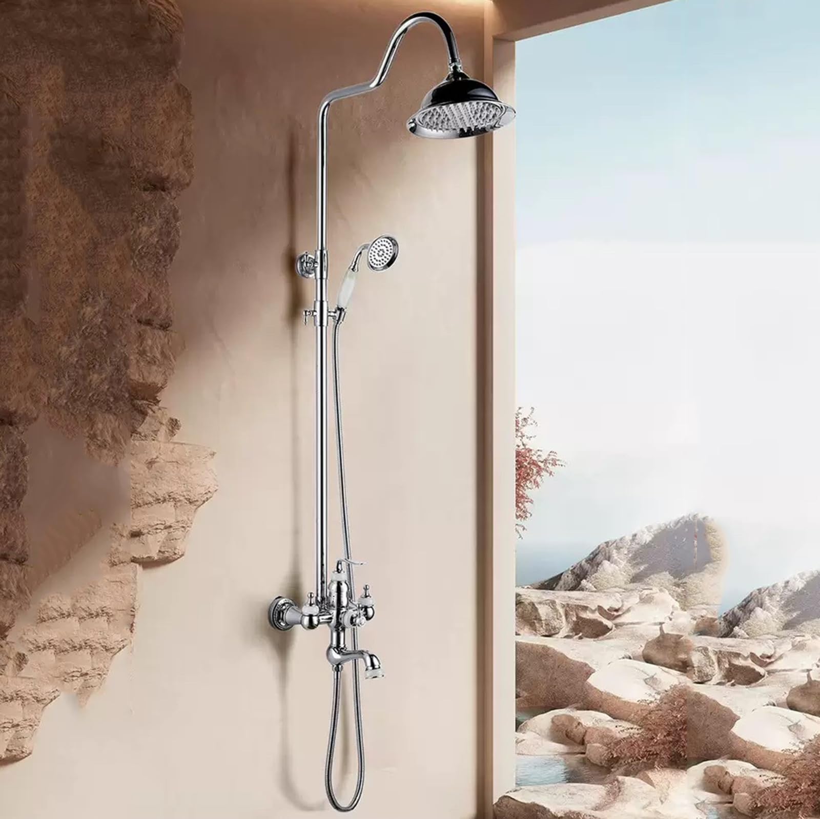 Colonne de douche 3 fonctions BiaoTeng pour régler facilement la température eau chaude froide laiton