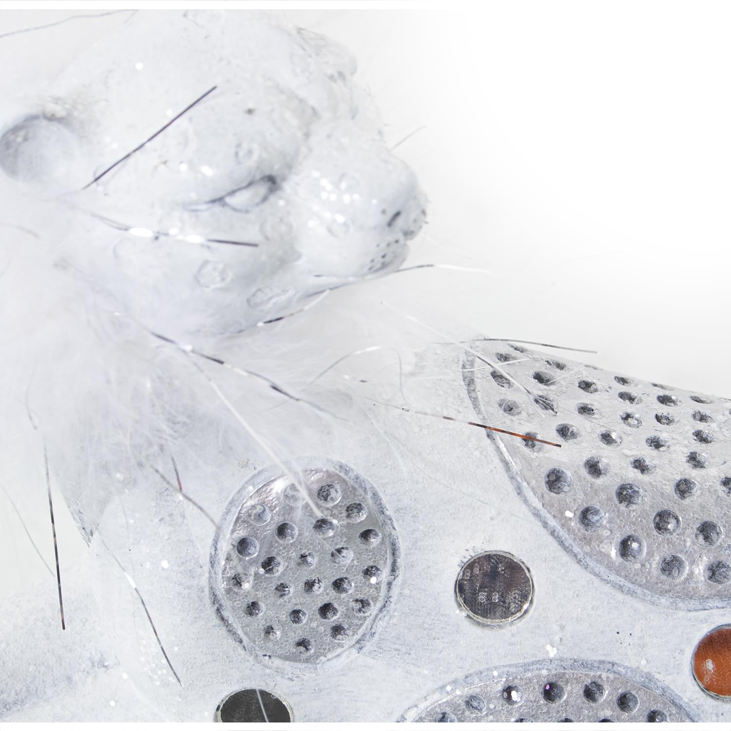 AlexandreHouse Resin figure LEOPARD BLANCO/PLATA C/PLUMA artifical 23 x 9 x 12 cm, Multicolour - Image 3
