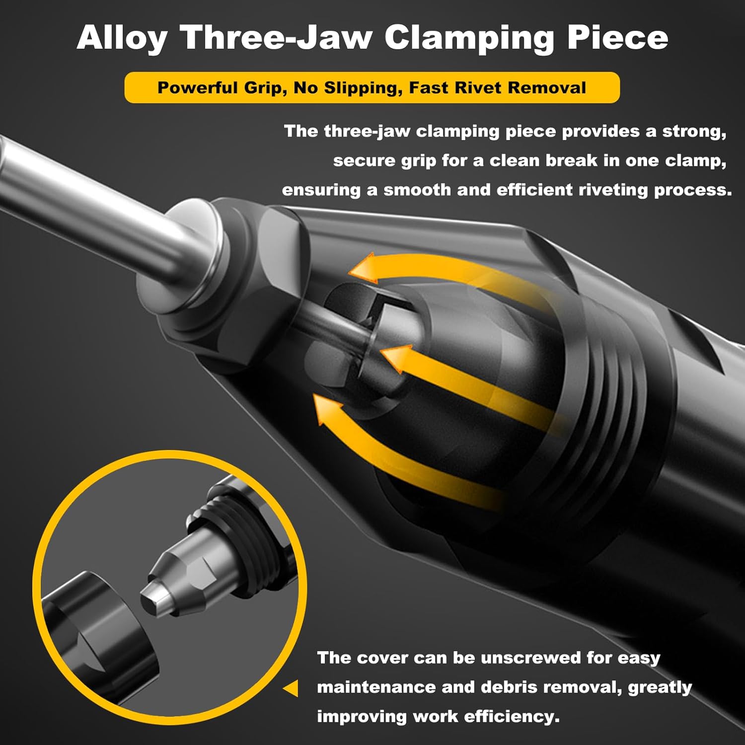 Cordless Rivet Gun Compatible with Dewalt 20V Battery, Electric Rivet Gun Kit, Brushless Blind Riveter Tool Kit for 1/8", 5/32", 3/16" Rivets (Tool Only, No Battery)