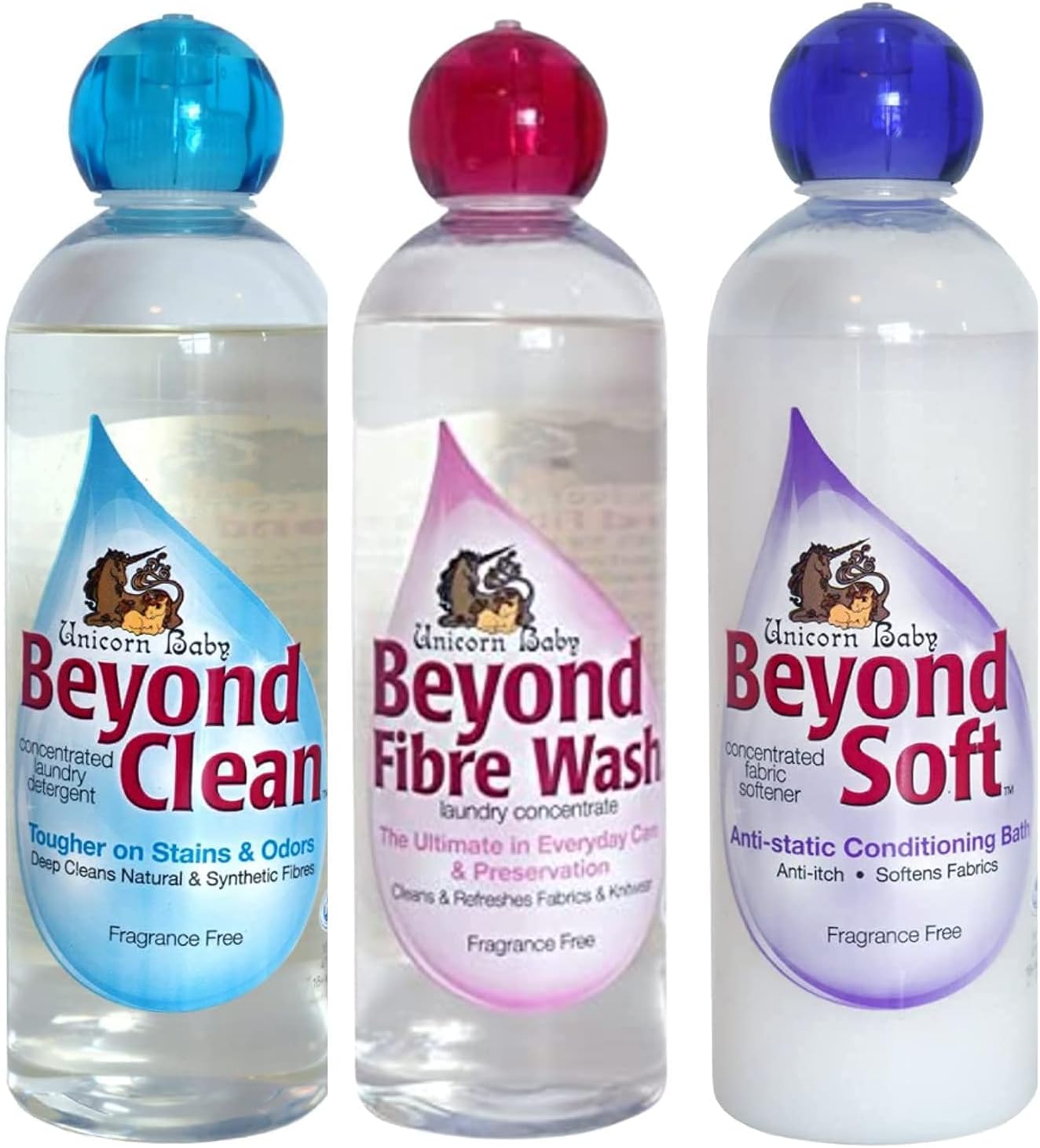 Unicorn Baby Beyond Bundle. 16OZ. Baby Safe Detergent for All Types of Fabrics. Deep Scour, Everyday Wash Soap and Rinse Wash. Fragrance Free.