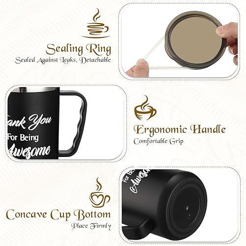 Miniatura 3 de Inbagi 4 juegos de regalos de agradecimiento para mujeres, vaso de viaje aislado con asa de tapa, tazas de café de acero inoxidable de 17 onzas para