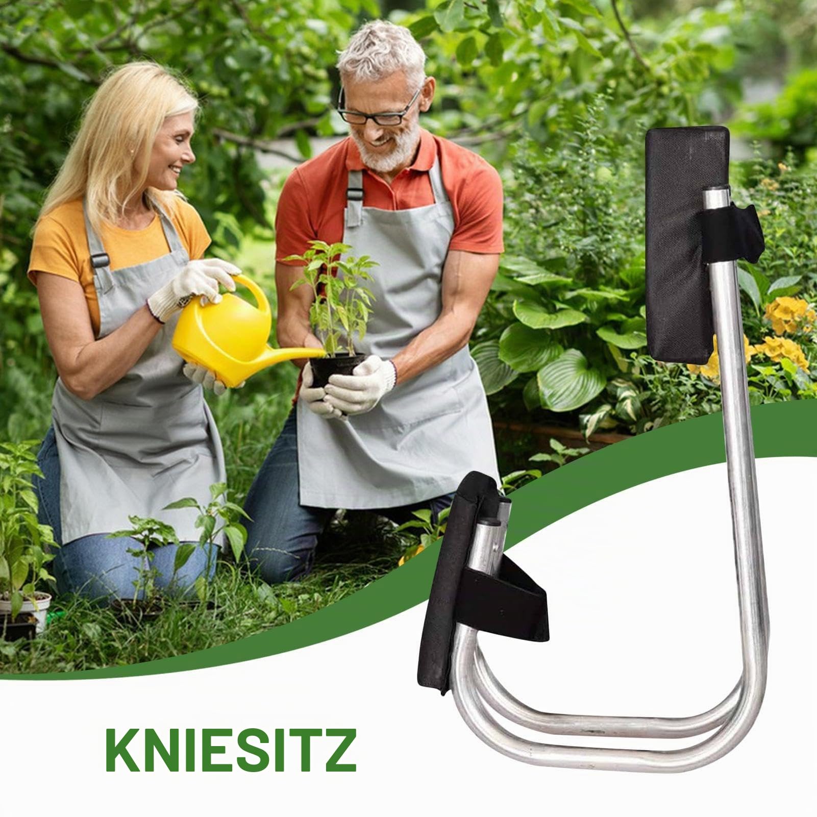 Kniesitz Für Die Gartenarbeit Knieschiene Mit Sitz Kniepolster Für Die Gartenarbeit Stuhl Aus Edelstahl Tragbarer Kniesitz Beinschiene Kniesitz Zum Schutz Der Knie Füße Und Beine, Schwarz