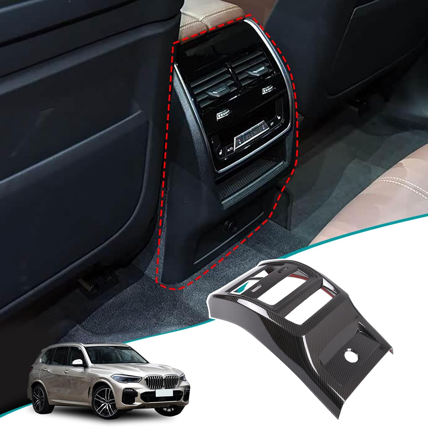 Rear Air Vent Outlet Panel Anti Kick Cover Compatible withBMW X5 G05 X5M F95 X6 G06 X6M F96 2019-2026 Interior Rear Row Air Conditioning Vent Cover Center Console Protector Panel