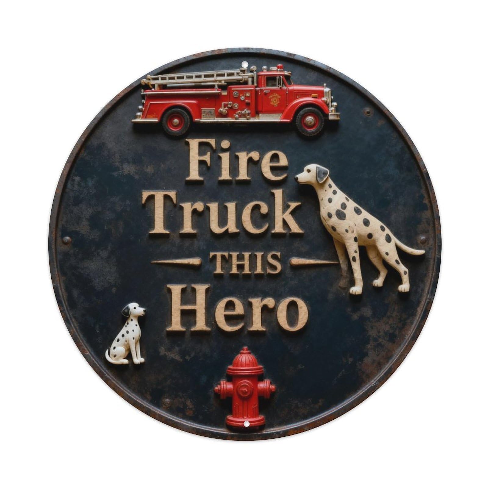 Fire Truck Hero Metal Tin Sign Plaque