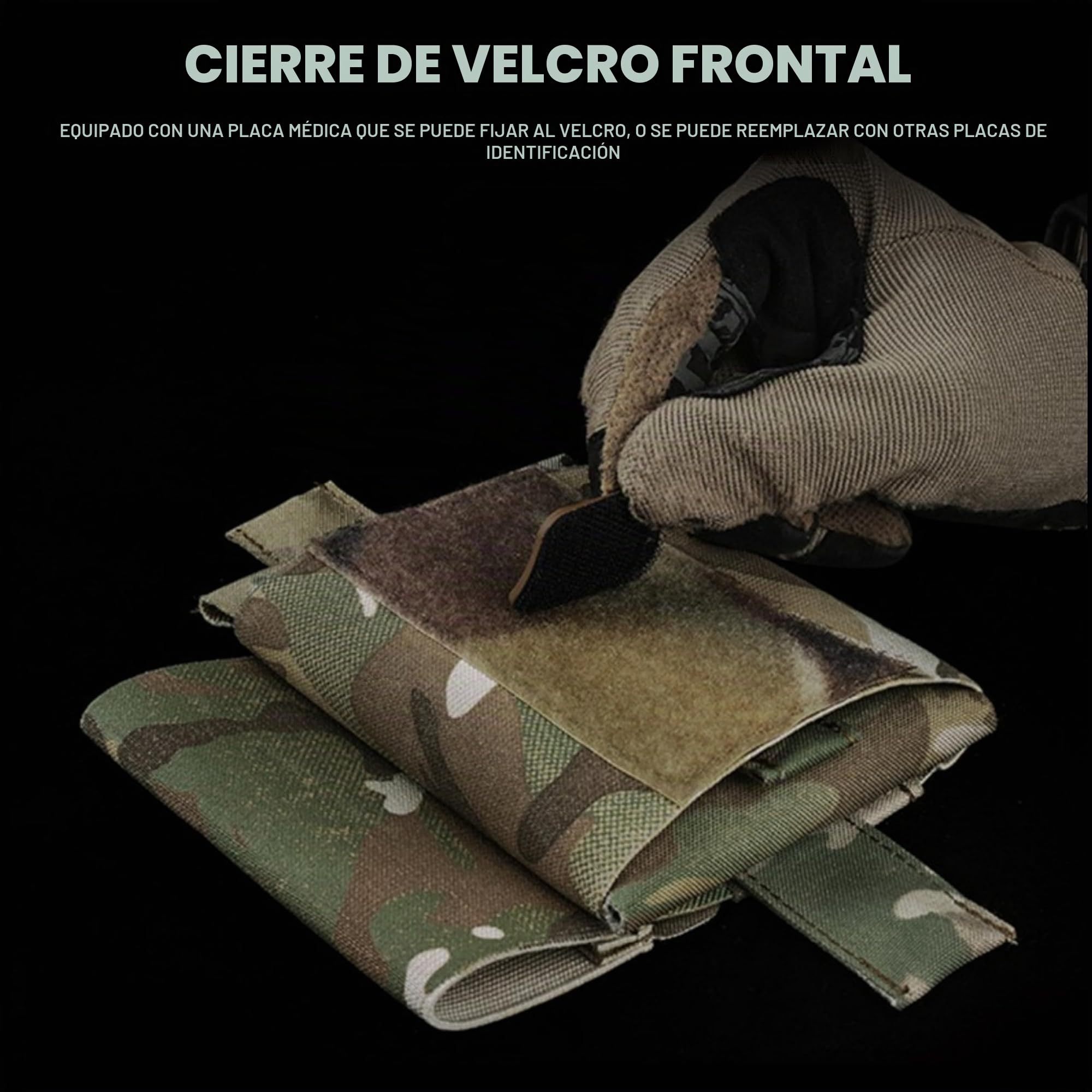 Kit médico táctico 1FAK, kit de t.rauma compacto, compatible con cinturón MOLLE, botiquín de primeros auxilios con soporte para t0rniquete para caza con airsoft (Black)