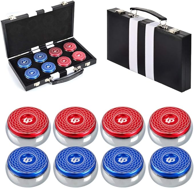 TORPSPORTS Set of 8 Aluminum Caps Shuffleboard Pucks 21/8" Size with