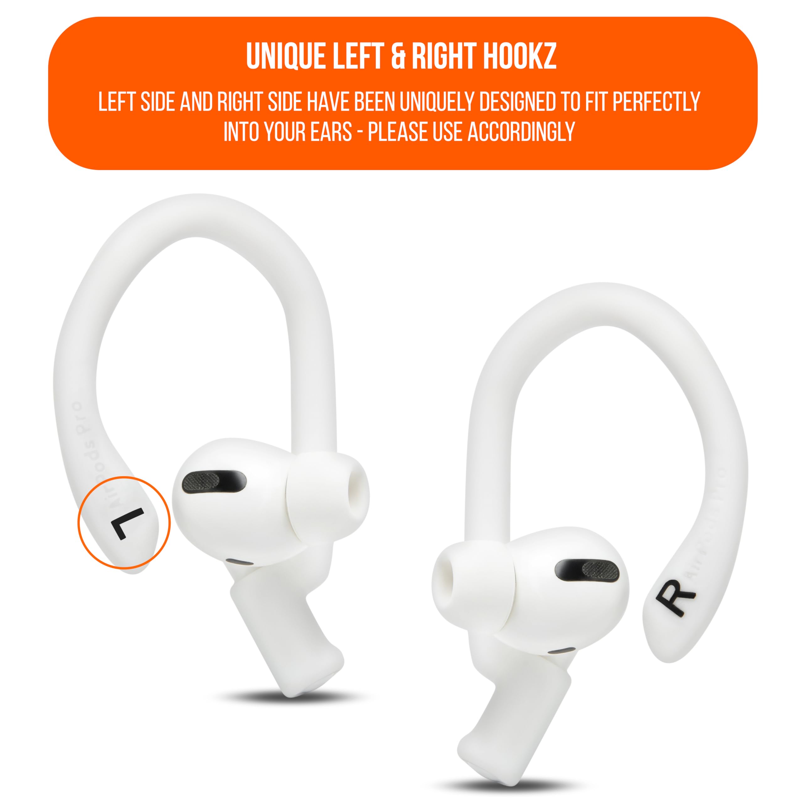 WC HookZ Pro 3 – Ganci auricolari regolabili compatibili con AirPods Pro 3 di Wicked Cushions | Nucleo malleabile per una vestibilità personalizzata, sicura e confortevole | White