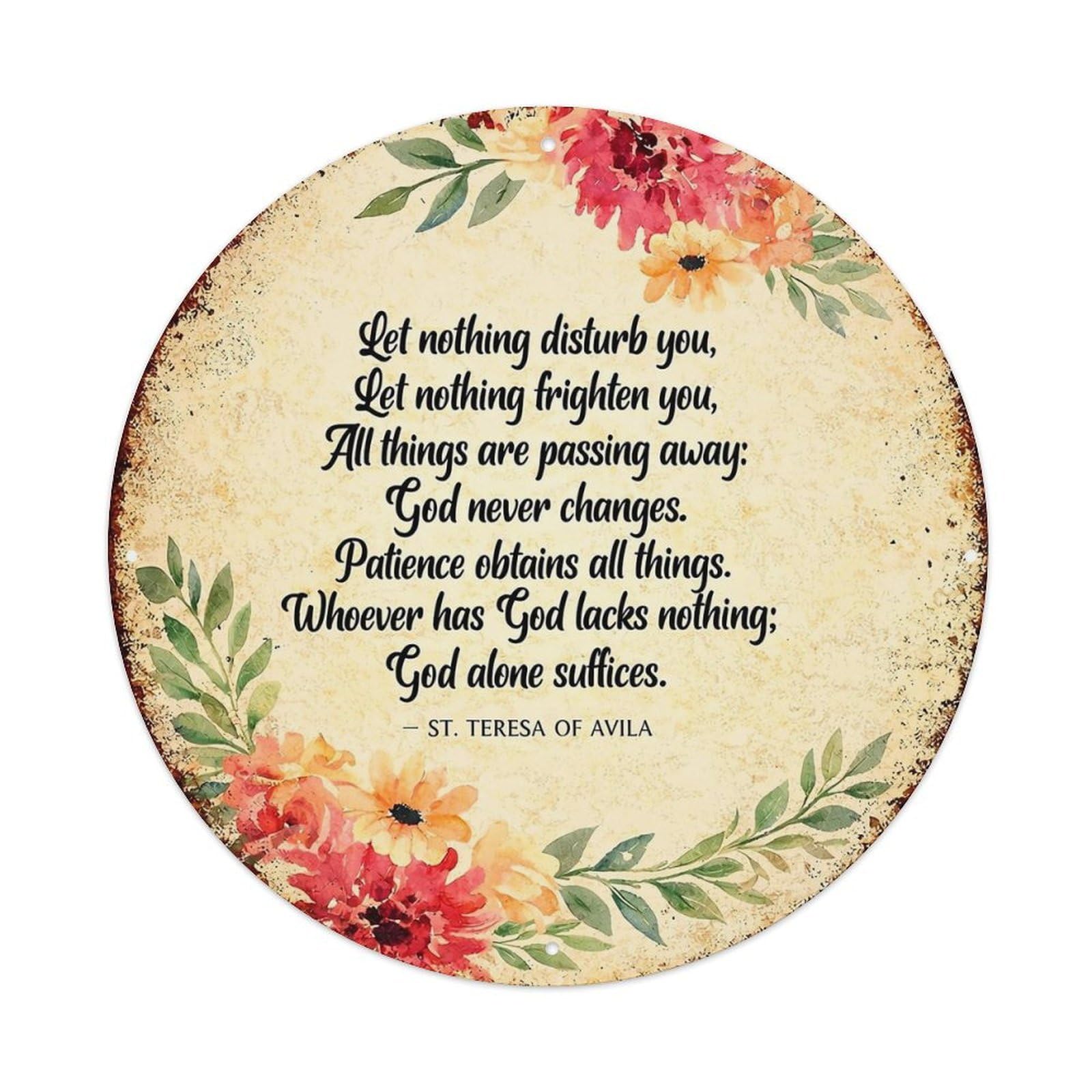 Jdyansheng Vintage Floral Wreath Inspirational Quote Design Tin Sign Metal Poster Metal Signs For Home Man Cave Bar Cafe Kitchen Laundry Room Wall Decorations 8X8 Inches
