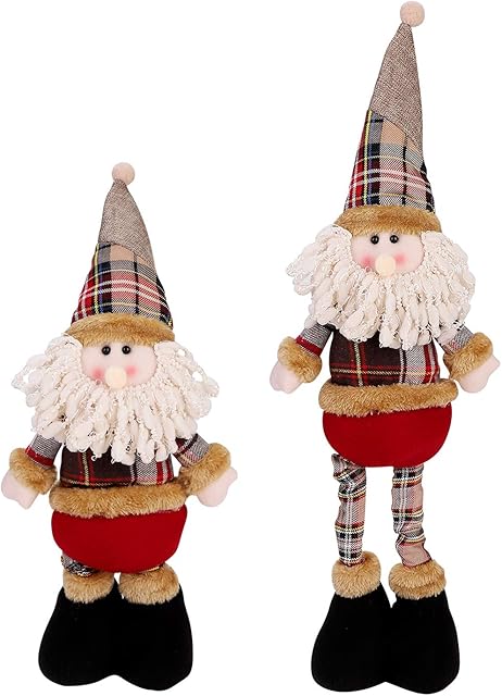 Christmas Decoration Figures Extendable Leg Santa Snowman Reindeer Figures Doll Xmas Indoor Ornaments Table Christmas Party Tree Hanging Decor for Restaurants Office,Adjustable Height 51(max) x12.5CM