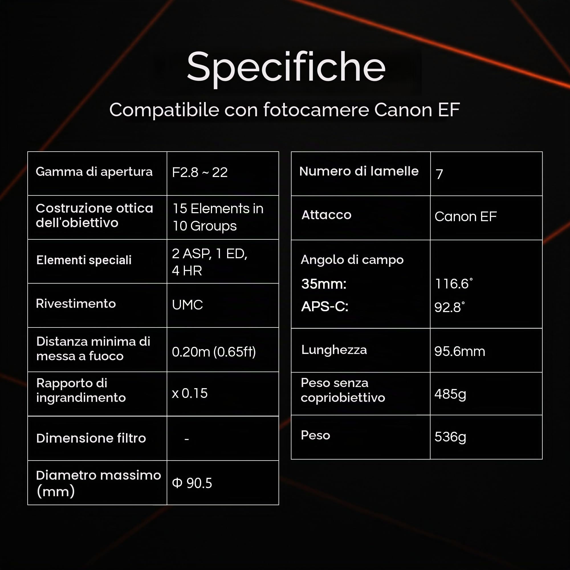 Rokinon AF 14 mm F2.8 obiettivo grandangolare con messa a fuoco automatica sigillata per Canon EF, nero (IO14AF-C)