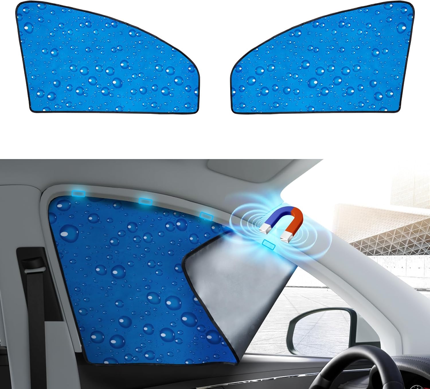 Aokway Side Window Sunshade Sun Shade for Car Window Double Thickness Auto Windshield Sunshades Curtain Universal Fit for Driver for Baby UV Protection (Front Side 2pcs)