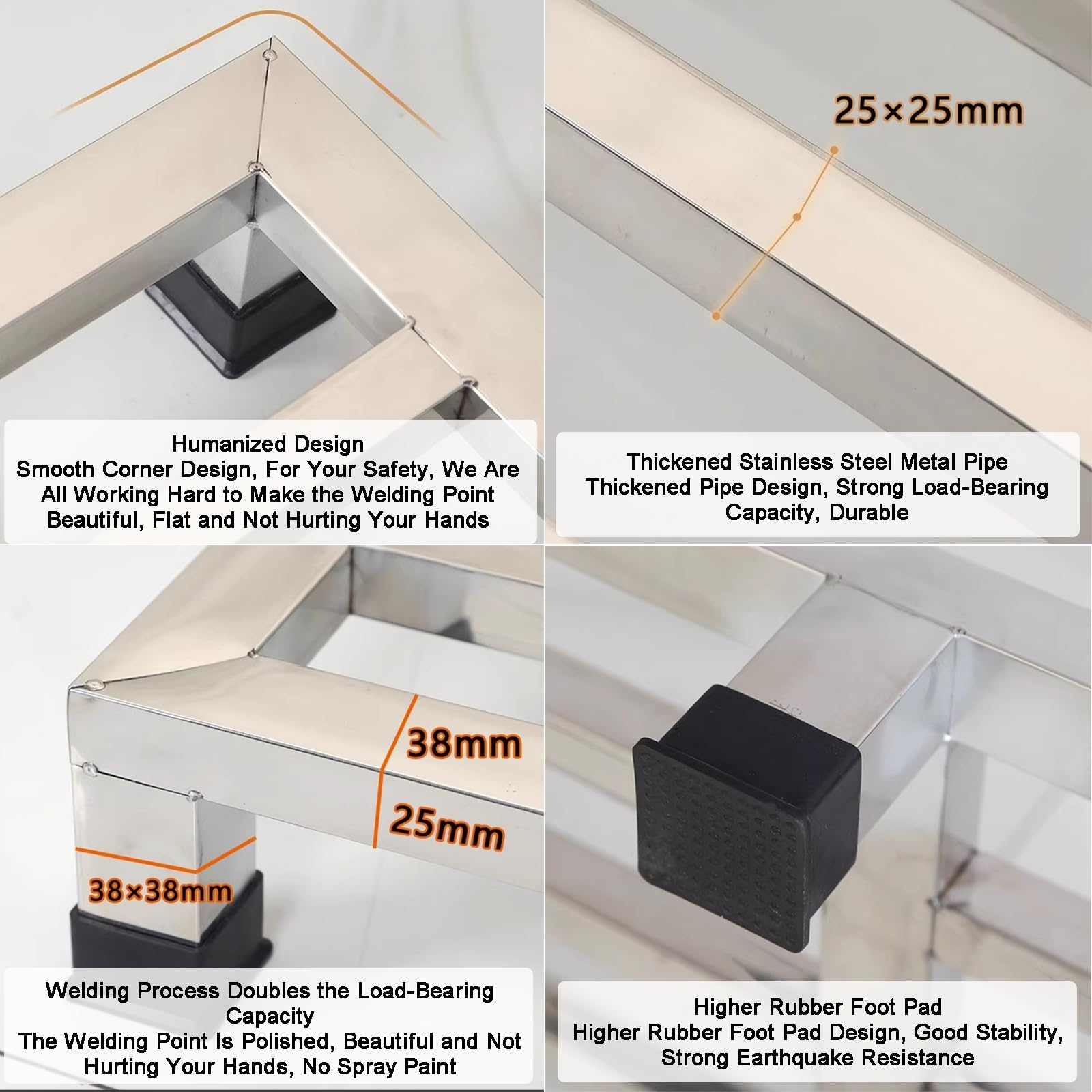 WIGING Pallet in Acciaio Inossidabile Carico Rack di Stoccaggio, Mobili Base per Elettrodomestici, Pallet da Pavimento per Magazzini Garage Cucine Negozi(60x90x10cm)