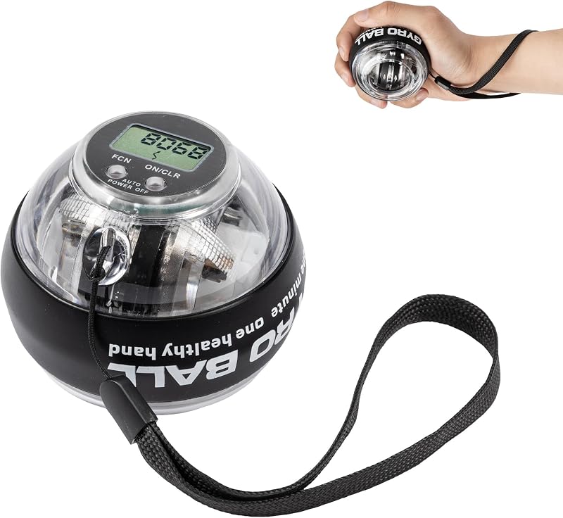 Torque Gyro Ball Auto Start LED Digital Counter Wrist Forearm Grip Trainer | Built In Internal Resistance Gyro Training Device Improve Hand Dexterity For Arm Fitness Daily Workout