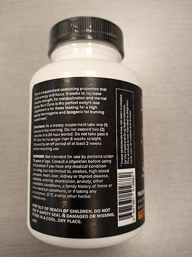 Miniatura 5 de Veteran Performance Quemador de grasa termogénico Burn Zone, supresor del apetito para perder peso con extracto de té verde, cetonas de frambuesa