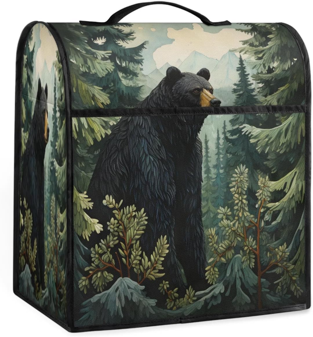 Kitchen Appliance Cover Fits 6-8 Quarts Mixer & Coffee Maker, Bear Dust Cover with Pockets